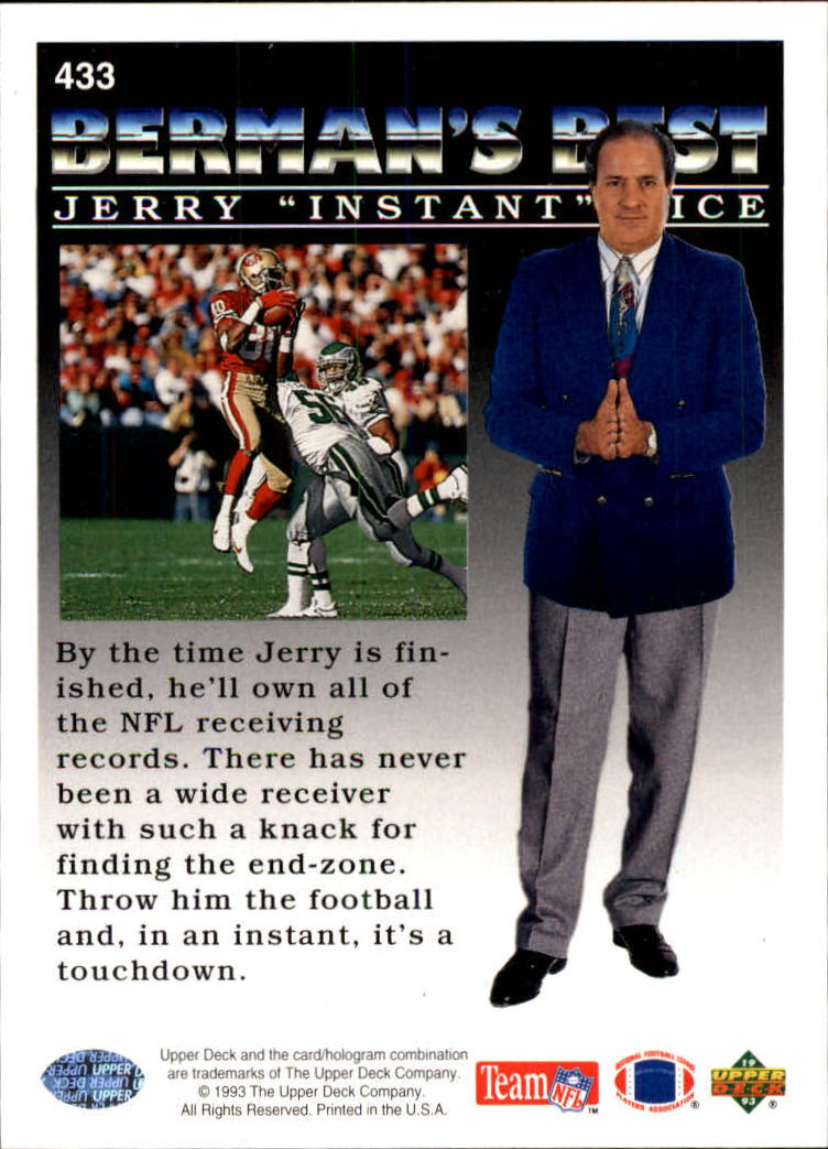 1993 Upper Deck #433 Jerry Rice BB back image