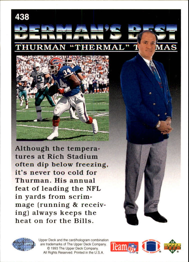 1993 Upper Deck #438 Thurman Thomas BB back image