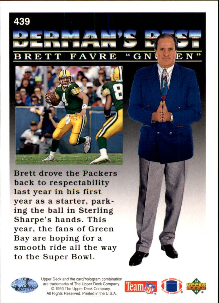 1993 Upper Deck #439 Brett Favre BB back image