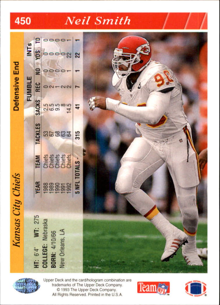 1993 Upper Deck Football "Main Set" Cards #251 to #500 Rookies and Veterans - Picture 400 of 500