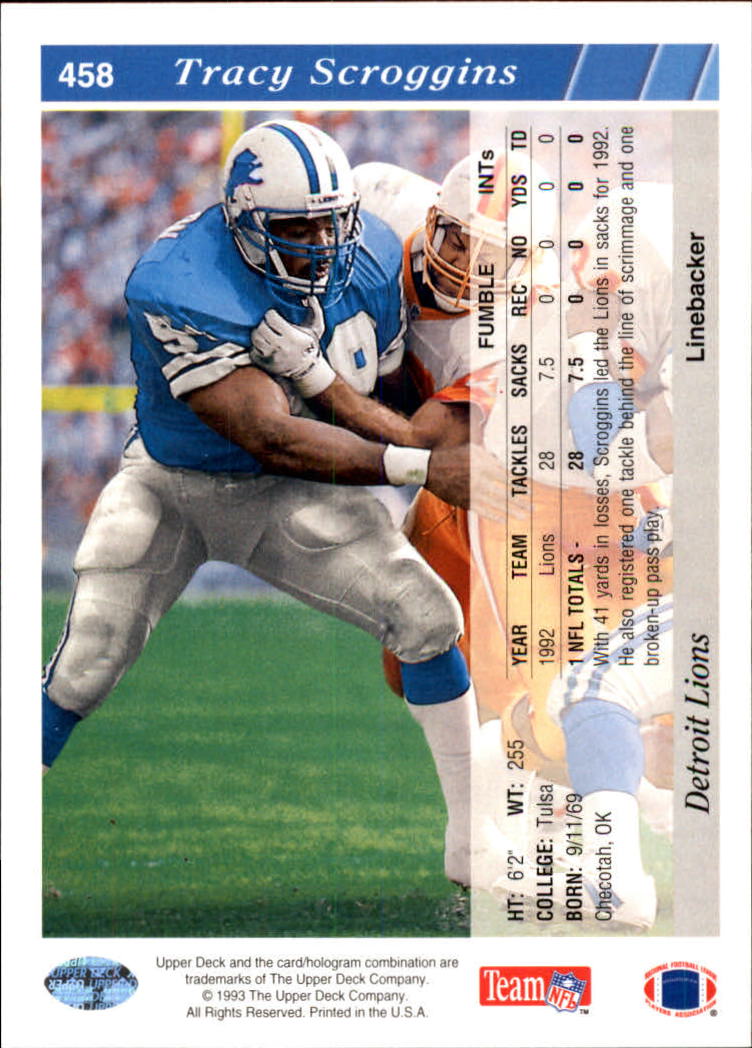 1993 Upper Deck Football "Main Set" Cards #251 to #500 Rookies and Veterans - Picture 416 of 500