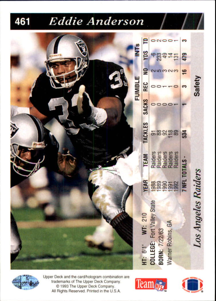 1993 Upper Deck Football "Main Set" Cards #251 to #500 Rookies and Veterans - Picture 422 of 500