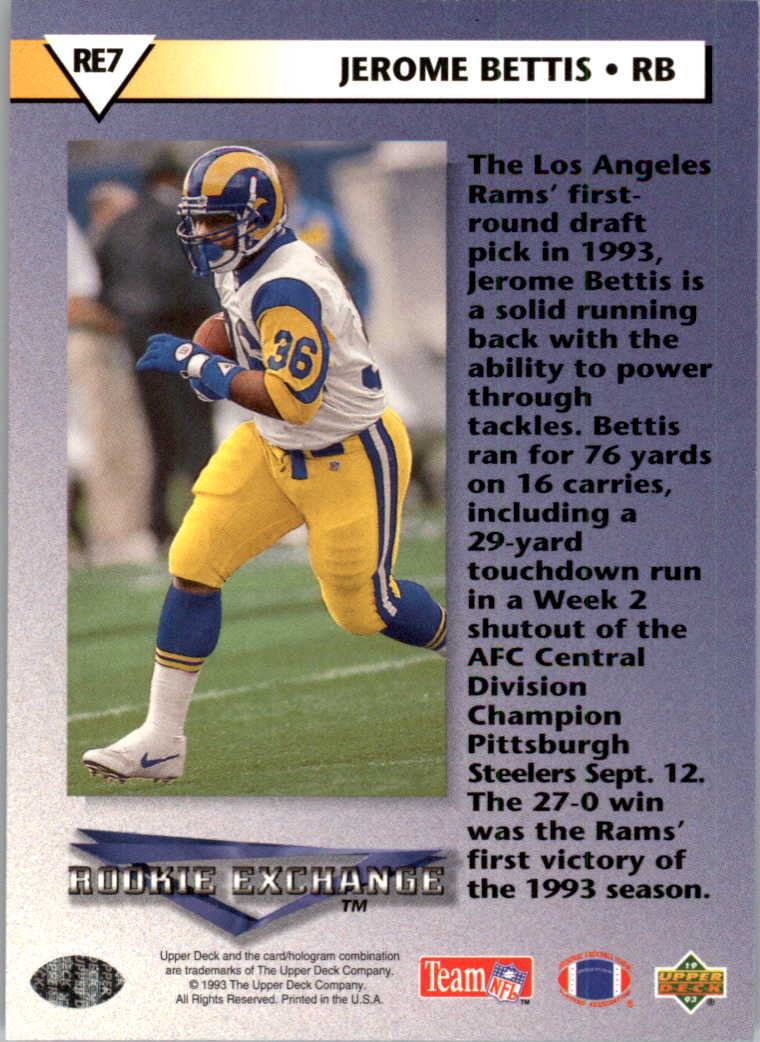 1993 Upper Deck Rookie Exchange #RE7 Jerome Bettis back image