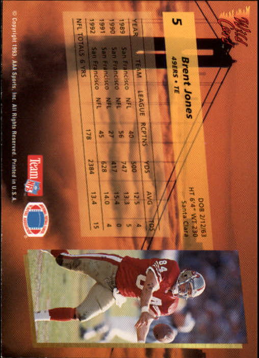 1993 Wild Card Football "Main Set" Base Cards - Picture 9 of 368