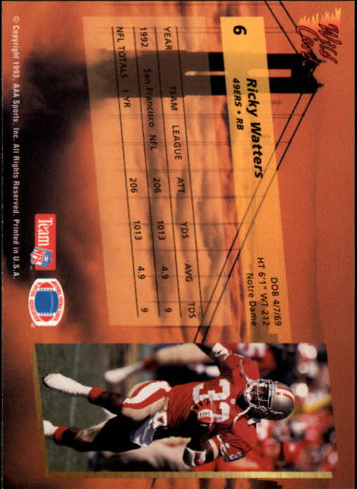 1993 Wild Card Football "Main Set" Base Cards - Picture 11 of 368