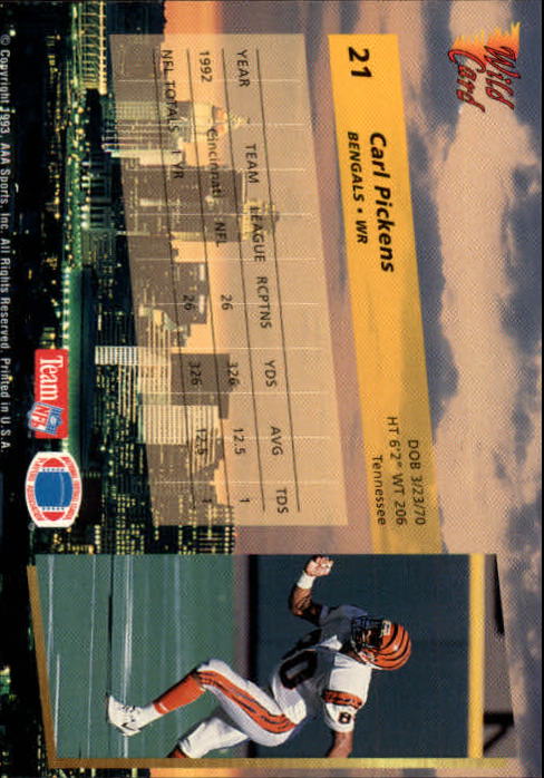 1993 Wild Card Football "Main Set" Base Cards - Picture 39 of 368