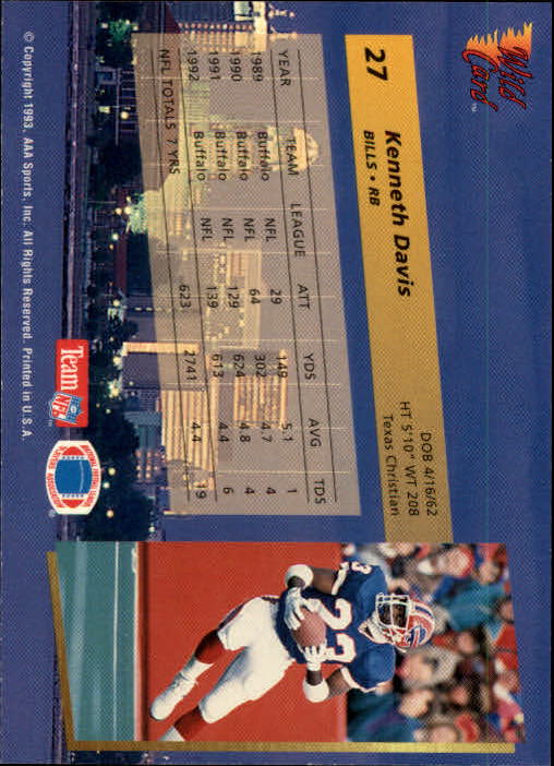 1993 Wild Card Football "Main Set" Base Cards - Picture 51 of 368
