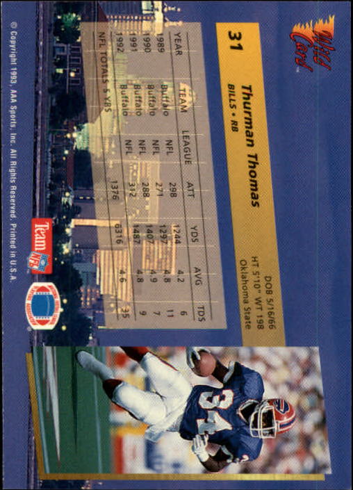 1993 Wild Card Football "Main Set" Base Cards - Picture 59 of 368