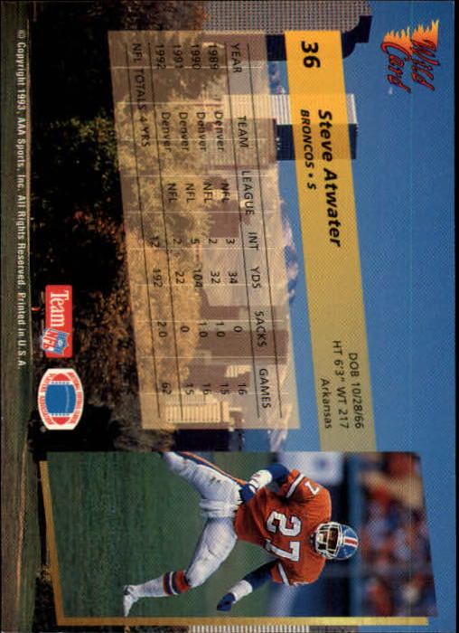 1993 Wild Card Football "Main Set" Base Cards - Picture 69 of 368