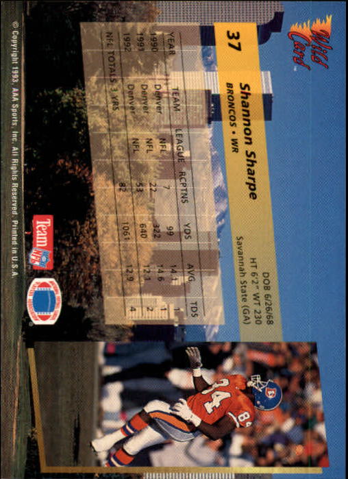 1993 Wild Card Football "Main Set" Base Cards - Picture 71 of 368
