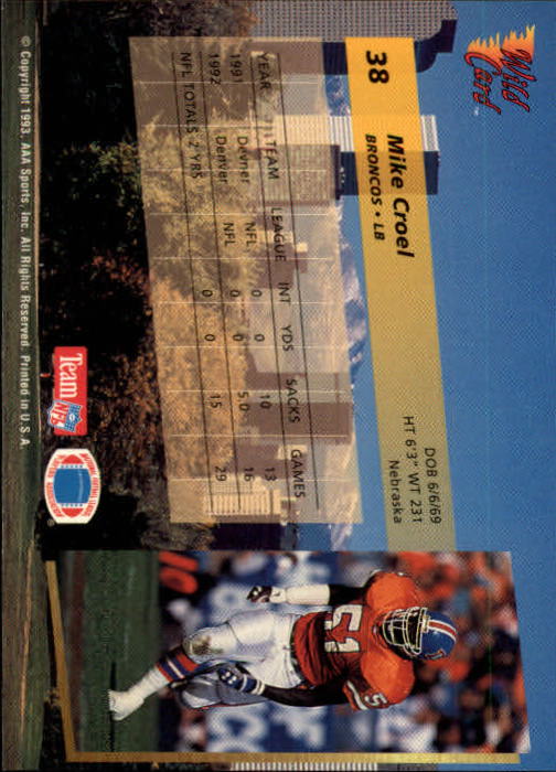 1993 Wild Card Football "Main Set" Base Cards - Picture 73 of 368