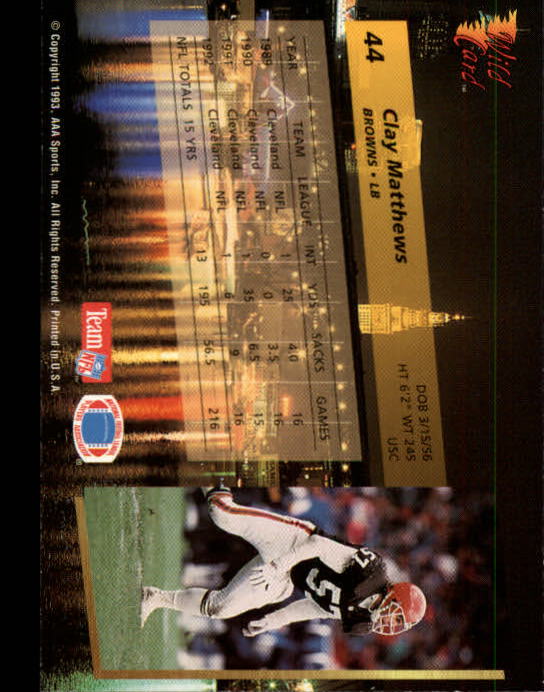 1993 Wild Card Football "Main Set" Base Cards - Picture 83 of 368