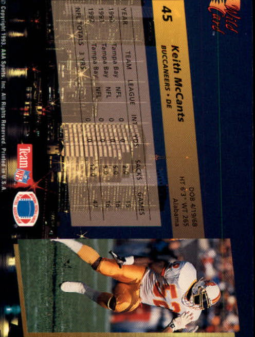 1993 Wild Card Football "Main Set" Base Cards - Picture 85 of 368