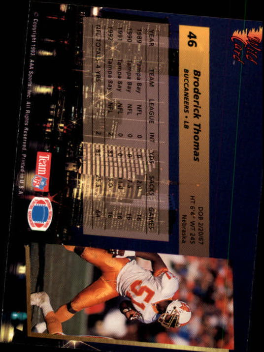 1993 Wild Card Football "Main Set" Base Cards - Picture 87 of 368