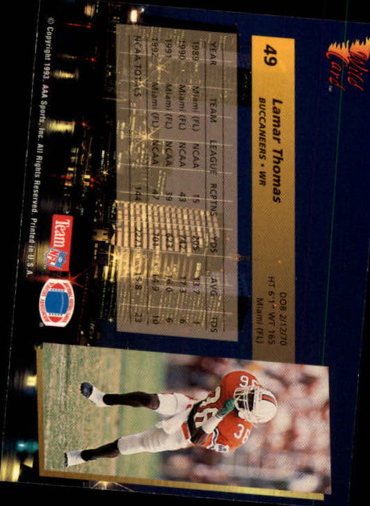 1993 Wild Card Football "Main Set" Base Cards - Picture 93 of 368