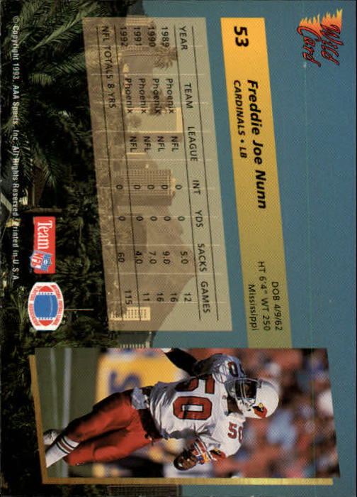 1993 Wild Card Football "Main Set" Base Cards - Picture 101 of 368