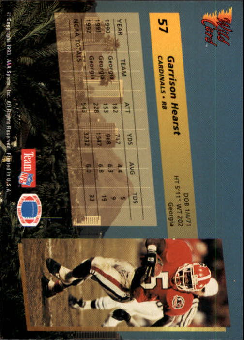 1993 Wild Card Football "Main Set" Base Cards - Picture 109 of 368