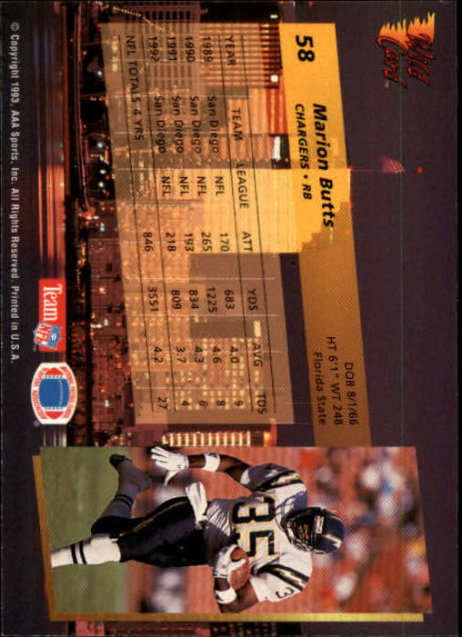 1993 Wild Card Football "Main Set" Base Cards - Picture 111 of 368