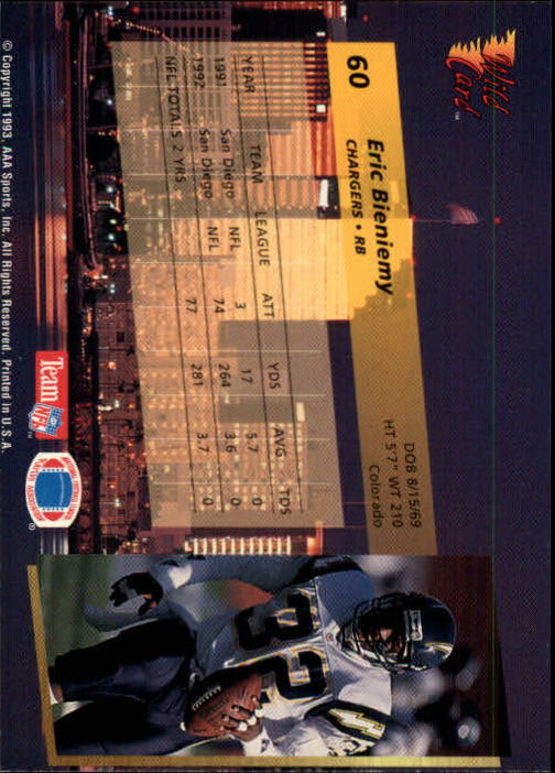 1993 Wild Card Football "Main Set" Base Cards - Picture 115 of 368