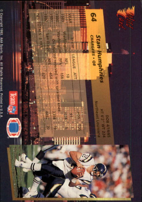 1993 Wild Card Football "Main Set" Base Cards - Picture 123 of 368