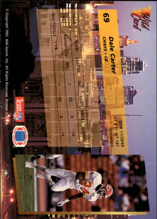 1993 Wild Card Football "Main Set" Base Cards - Picture 133 of 368