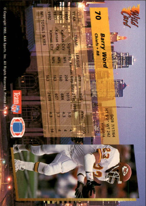 1993 Wild Card Football "Main Set" Base Cards - Picture 135 of 368