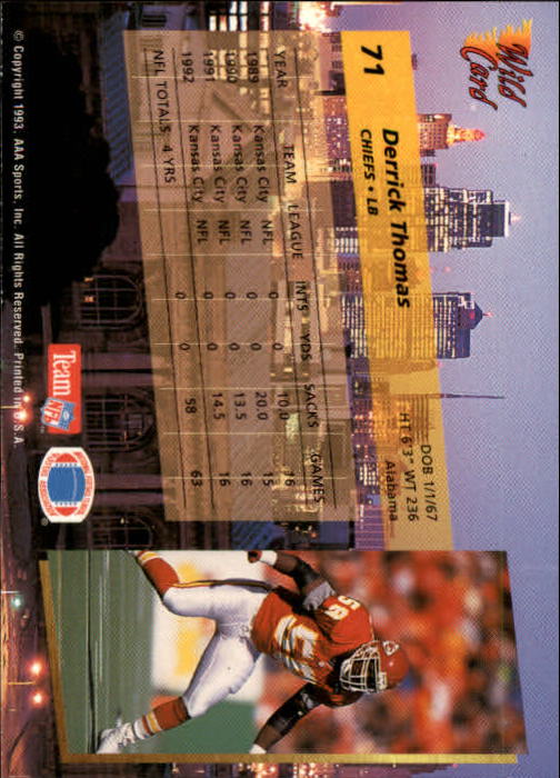 1993 Wild Card Football "Main Set" Base Cards - Picture 137 of 368