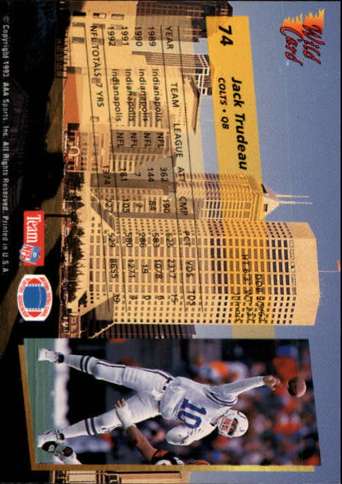 1993 Wild Card Football "Main Set" Base Cards - Picture 141 of 368