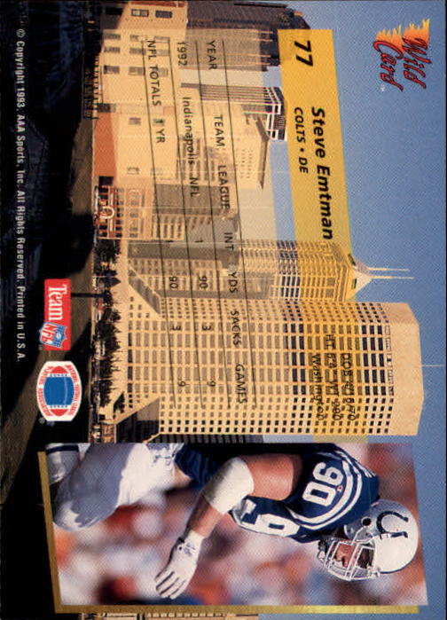 1993 Wild Card Football "Main Set" Base Cards - Picture 147 of 368