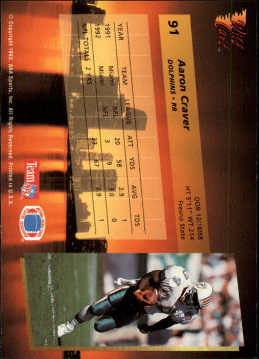 1993 Wild Card Football "Main Set" Base Cards - Picture 175 of 368