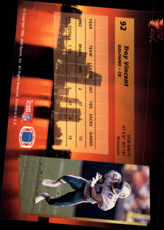 1993 Wild Card Football "Main Set" Base Cards - Picture 177 of 368