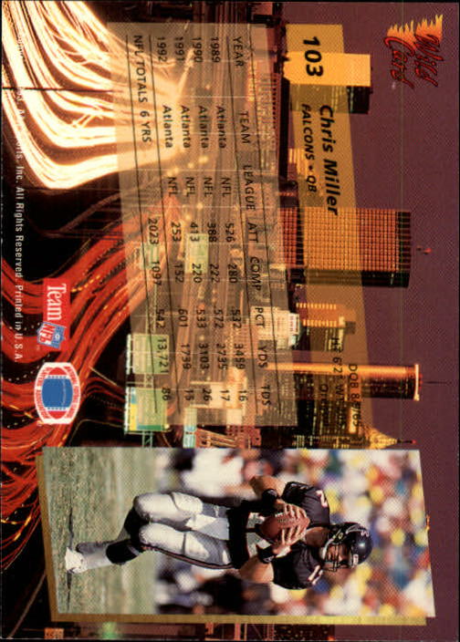 1993 Wild Card Football "Main Set" Base Cards - Picture 195 of 368