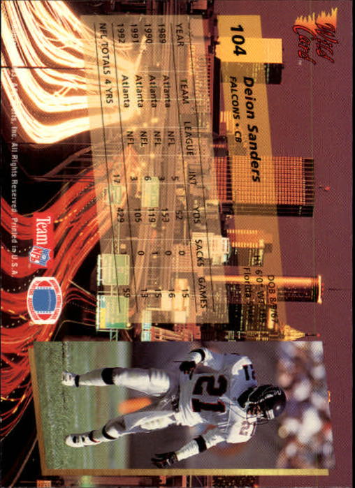 1993 Wild Card Football "Main Set" Base Cards - Picture 197 of 368