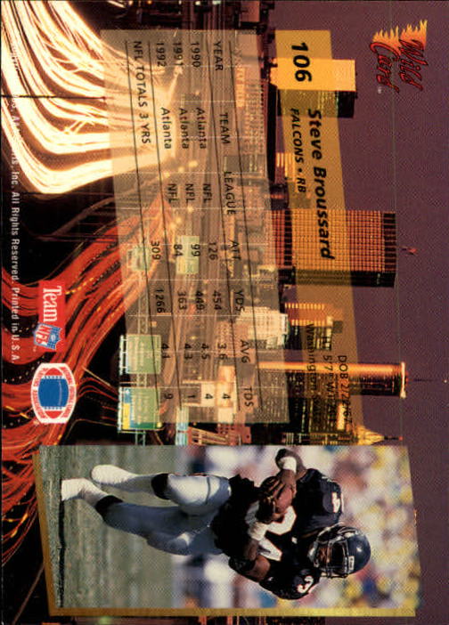 1993 Wild Card #106 Steve Broussard back image