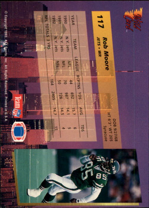 1993 Wild Card Football "Main Set" Base Cards - Picture 223 of 368