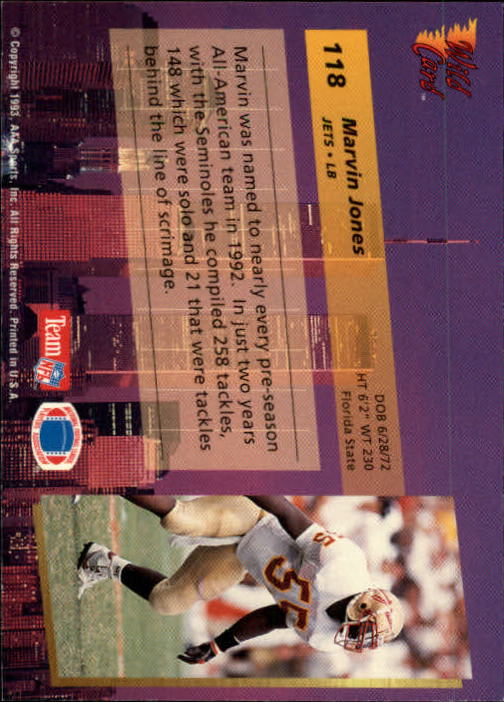 1993 Wild Card Football "Main Set" Base Cards - Picture 225 of 368