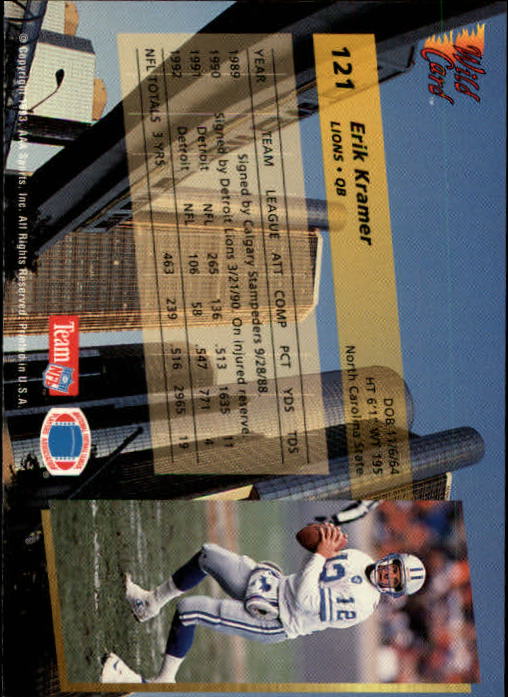 1993 Wild Card Football "Main Set" Base Cards - Picture 231 of 368