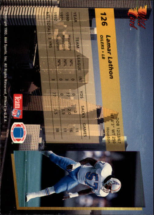 1993 Wild Card Football "Main Set" Base Cards - Picture 241 of 368