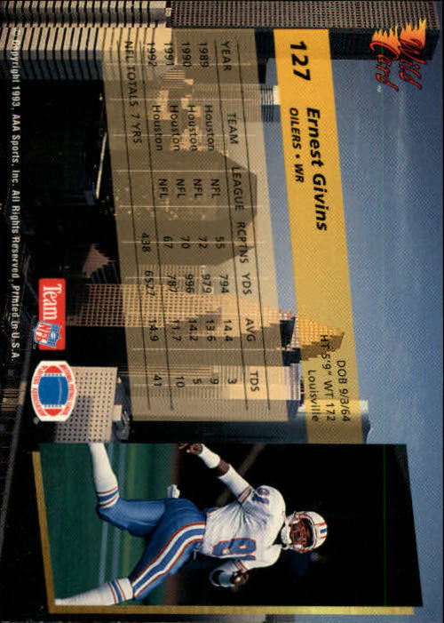 1993 Wild Card Football "Main Set" Base Cards - Picture 243 of 368