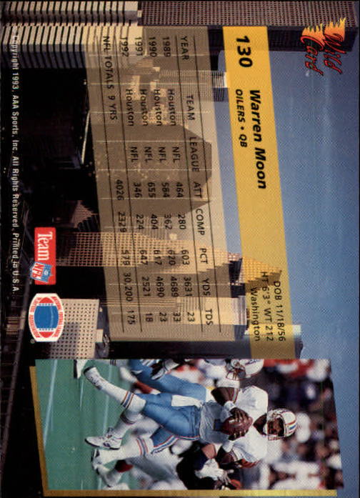 1993 Wild Card Football "Main Set" Base Cards - Picture 249 of 368