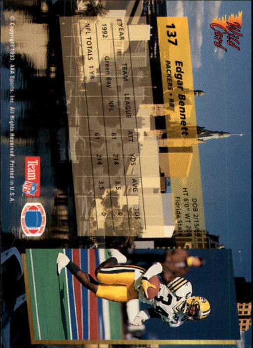 1993 Wild Card Football "Main Set" Base Cards - Picture 263 of 368