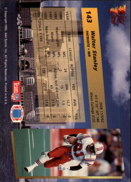 1993 Wild Card Football "Main Set" Base Cards - Picture 273 of 368