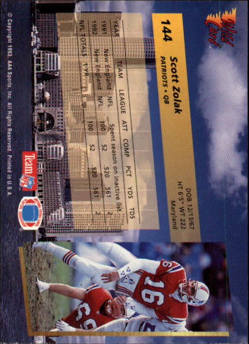 1993 Wild Card Football "Main Set" Base Cards - Picture 275 of 368