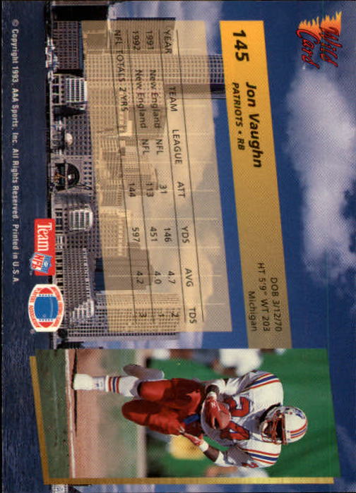 1993 Wild Card Football "Main Set" Base Cards - Picture 277 of 368