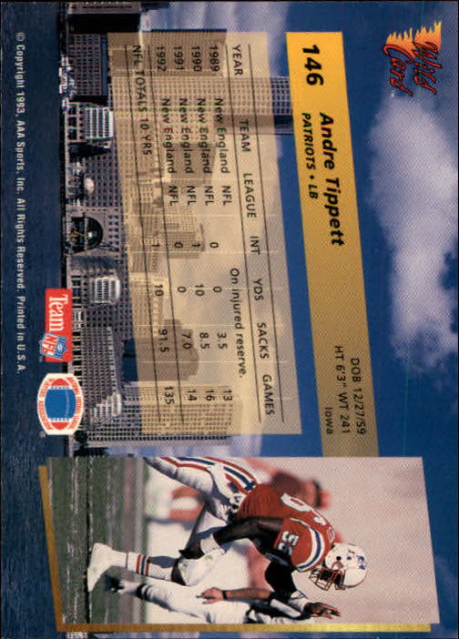 1993 Wild Card Football "Main Set" Base Cards - Picture 279 of 368