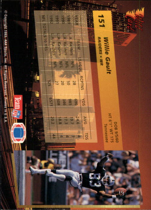 1993 Wild Card Football "Main Set" Base Cards - Picture 289 of 368