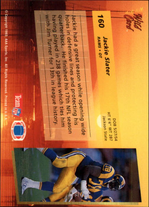 1993 Wild Card Football "Main Set" Base Cards - Picture 308 of 368