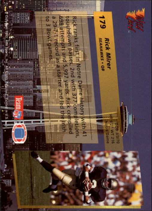 1993 Wild Card Football "Main Set" Base Cards - Picture 336 of 368