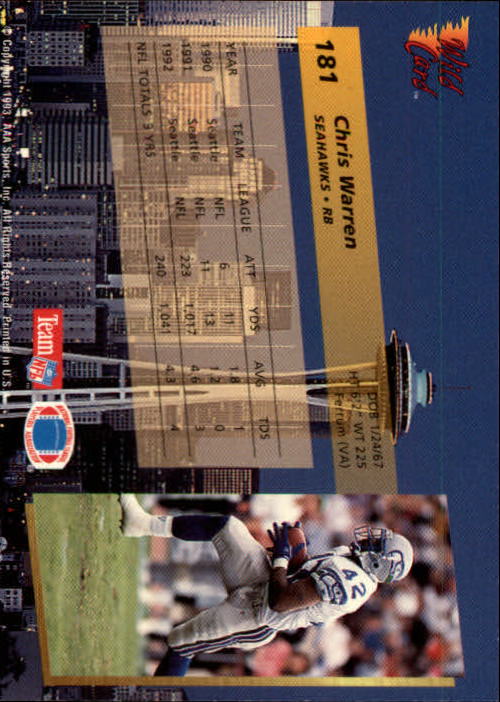 1993 Wild Card Football "Main Set" Base Cards - Picture 340 of 368