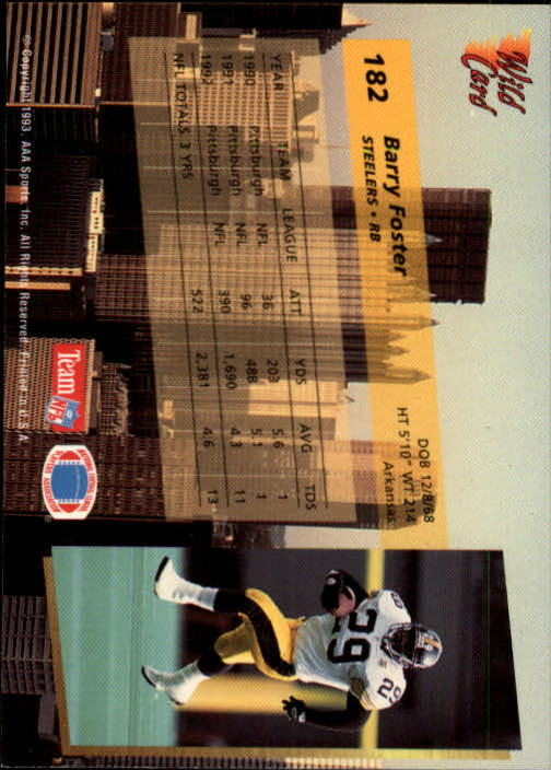 1993 Wild Card #182 Barry Foster back image